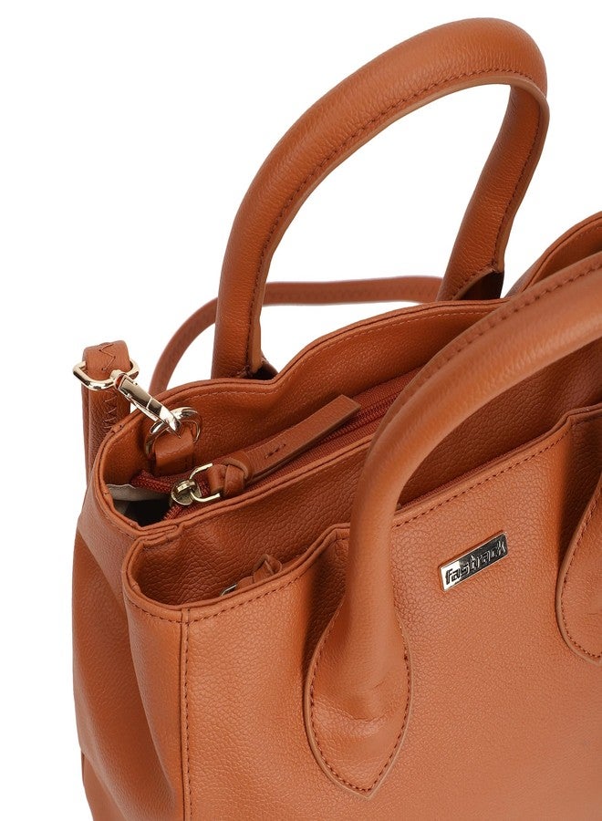 Fastrack Women’s Tan Satchel Bag | Structured Faux-Leather Handbag with Multiple Carry Options & Quick-Access Pockets - Image 4